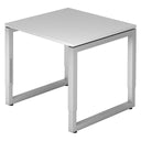 Grauer Schreibtisch REGO 8 S mit silbernem Gestell und Höhenverstellung von hjh OFFICE PRO