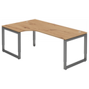 Höhenverstellbarer L-Schreibtisch REGO 82 G in Asteiche mit graphitfarbenem Gestell von hjh OFFICE PRO