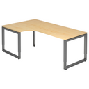 Höhenverstellbarer L-Schreibtisch REGO 82 G in Ahorn-Optik mit graphitgrauem Gestell von hjh OFFICE PRO