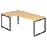 Höhenverstellbarer L-Schreibtisch REGO 82 G in Ahorn-Optik mit graphitgrauem Gestell von hjh OFFICE PRO