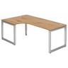L-förmiger Schreibtisch REGO 82 S in Asteiche mit silbernem Untergestell von hjh OFFICE PRO