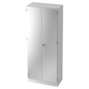 Metallschrank SIGNA K 6100 SG in Weiß-Silber mit zwei Türen und einem zentralen Griff von hjh OFFICE PRO