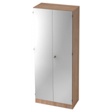 Aktenschrank SIGNA K 6100 SG in Nussbaum-Optik mit zwei silbernen Türen von hjh OFFICE PRO