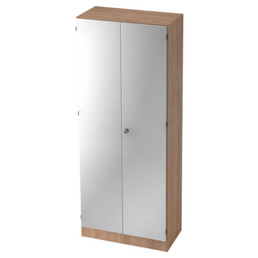 Aktenschrank SIGNA K 6100 SG in Nussbaum-Optik mit zwei silbernen Türen von hjh OFFICE PRO