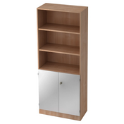 Regal SIGNA K 6770 SG in Nussbaum-Optik mit drei offenen Fächern und einem silbernen Schrankunterschrank von hjh OFFICE PRO