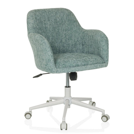 Homeoffice-Bürostuhl SOLAO HOME in Mint mit stoffbezogener Schale und weißem Fußkreuz von hjh LIVING