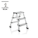 Aluminium-Klappleiter SOLID IV mit drei Stufen und schwarzen Standfüßen von hjh OFFICE