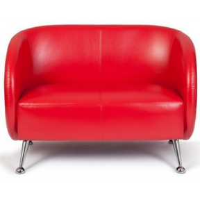 Rotes Loungesofa ST. LUCIA als Zwei-Sitzer mit glänzenden Metallfüßen von hjh OFFICE
