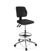 Schwarzer Counterstuhl TOP WORK 11 I mit Fußring und verchromtem Sternfuß auf Rollen von hjh OFFICE