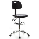 Schwarzer Counterstuhl TOP WORK 23 mit Fußring und verchromtem Sternfuß auf Rollen von hjh OFFICE