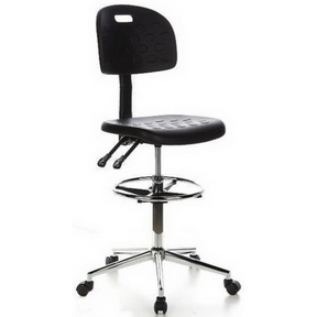 Schwarzer Counterstuhl TOP WORK 23 mit Fußring und verchromtem Sternfuß auf Rollen von hjh OFFICE
