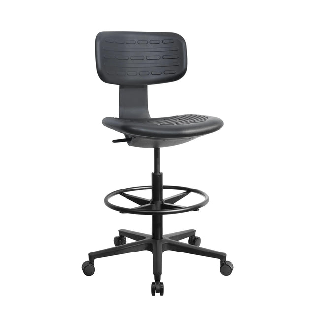 Schwarzer Counterstuhl TOP WORK B mit Fußring und Rollenkreuz von hjh OFFICE