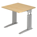 Höhenverstellbarer Schreibtisch UNDA 8 S in Ahorn und Silber mit quadratischer Platte von hjh OFFICE PRO