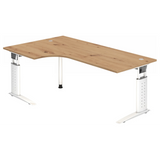Höhenverstellbarer Schreibtisch UNDA 82 W in Asteiche mit silbernem Gestell von hjh OFFICE PRO
