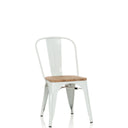 Weißer Bistrostuhl VANTAGGIO COMFORT W mit Sitzfläche aus hellem Holz und Metallgestell von hjh OFFICE