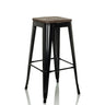 Barhocker VANTAGGIO HIGH WS mit schwarzem Metallgestell und dunkler Holzsitzfläche von hjh OFFICE