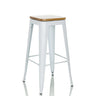 Weißer Barhocker VANTAGGIO HIGH WS mit quadratischer Sitzfläche aus Holz und Metallgestell von hjh OFFICE