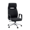 Schwarzer Profi-Chefsessel VELVET ECO mit Chromgestell und Teppichbodenrollen von hjh OFFICE