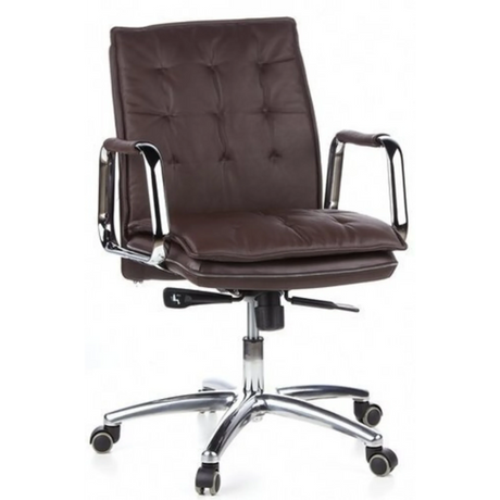Brauner Profi-Chefsessel VILLA 10 mit gesteppter Polsterung und verchromten Armlehnen von hjh OFFICE
