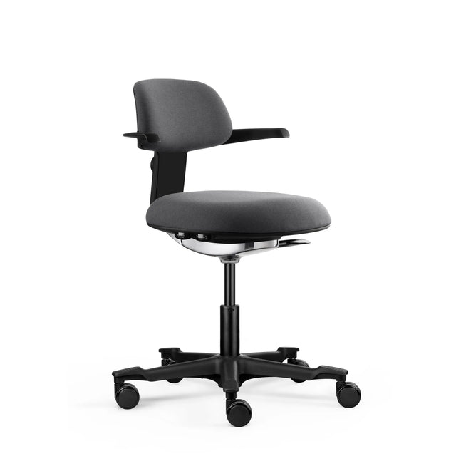 Dunkelgrauer Arbeitsstuhl WORK 40 mit Armlehnen und fünf Rollen von hjh OFFICE