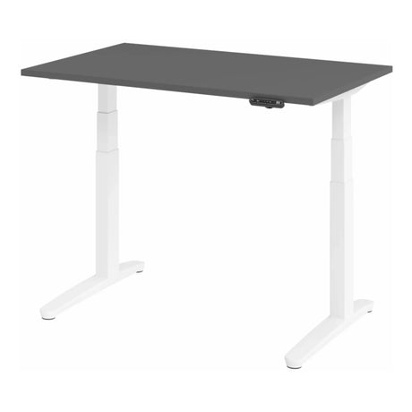 Elektrisch höhenverstellbarer Schreibtisch XBHM 12 WW in Graphit mit weißem Untergestell von hjh OFFICE PRO