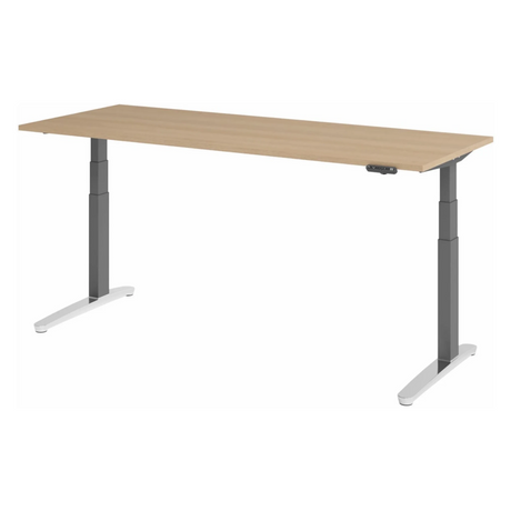 Elektrisch höhenverstellbarer Schreibtisch XBHM 20 GC in Eiche mit grauem Gestell von hjh OFFICE PRO