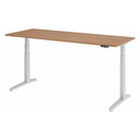 Elektrisch höhenverstellbarer Schreibtisch XBHM 20 SS in Nussbaum-Optik mit weißem Gestell von hjh OFFICE PRO