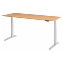 Elektrisch höhenverstellbarer Schreibtisch XBHM 20 SS in Buche mit weißem Gestell und Bedienfeld von hjh OFFICE PRO