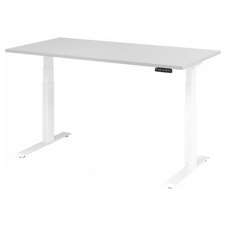 Elektrisch höhenverstellbarer Schreibtisch XDKB 16 W in Grau mit digitalem Bedienfeld von hjh OFFICE PRO