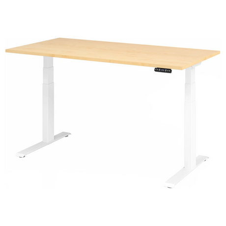 Elektrisch höhenverstellbarer Schreibtisch XDKB 16 W in Ahorn mit weißem Gestell von hjh OFFICE PRO