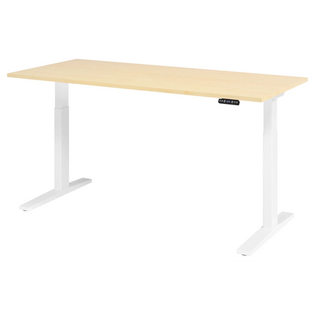 Elektrisch höhenverstellbarer Schreibtisch XMKA 19 W in Ahorn mit weißem Untergestell von hjh OFFICE PRO