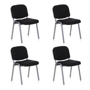 Vierer-Set Vierfußstühle XT 600 S mit schwarzem Bezug und silbernem Gestell von hjh OFFICE
