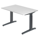 Höhenverstellbarer Schreibtisch XTRA XB 12 GG mit weißer Tischplatte und dunkelgrauem Gestell von hjh OFFICE PRO