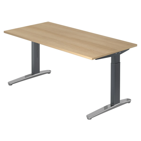 Höhenverstellbarer Schreibtisch XTRA XB 16 GC in Eicheoptik mit dunkelgrauem Gestell von hjh OFFICE PRO