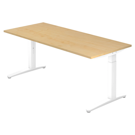 Höhenverstellbarer Schreibtisch XTRA XB 19 WW in Ahorn mit weißem Gestell von hjh OFFICE PRO