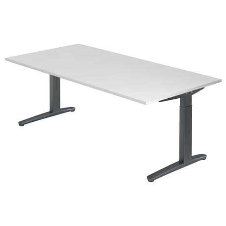 Höhenverstellbarer Schreibtisch XTRA XB 2E GG mit weißer Tischplatte und grauen Beinen von hjh OFFICE PRO