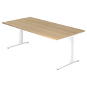 Höhenverstellbarer Schreibtisch XTRA XB 2E WW in Eiche-Optik mit weißem Gestell von hjh OFFICE PRO