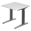 Höhenverstellbarer Schreibtisch XTRA XB 8 GC mit weißer Tischplatte und grauen Beinen von hjh OFFICE PRO