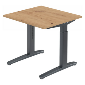 Höhenverstellbarer Schreibtisch XTRA XB 8 GG mit Tischplatte in Asteiche und grauen Beinen von hjh OFFICE PRO