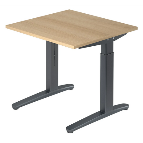 Höhenverstellbarer Schreibtisch XTRA XB 8 GG in Eicheoptik mit dunkelgrauem Untergestell von hjh OFFICE PRO